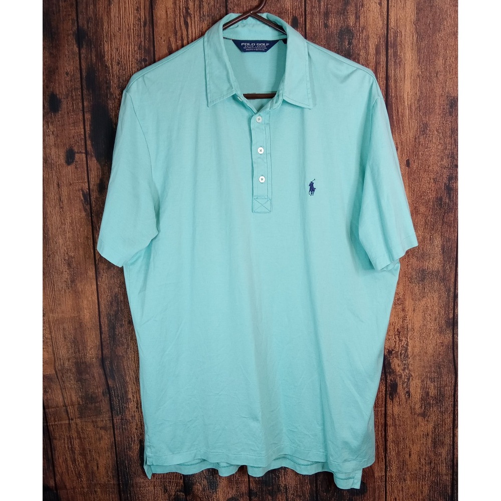 Polo Golf Ralph Lauren Mens Large Mint Green Pima Cotton Short Sleeve Polo Shirt